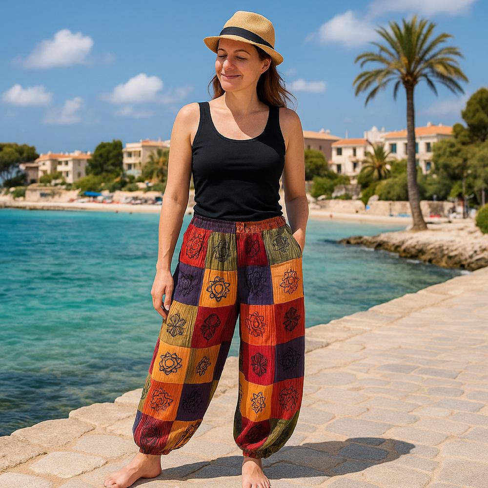ancient wisdom Nomad Sari - Mushroom Pants - Orange Tones S/M