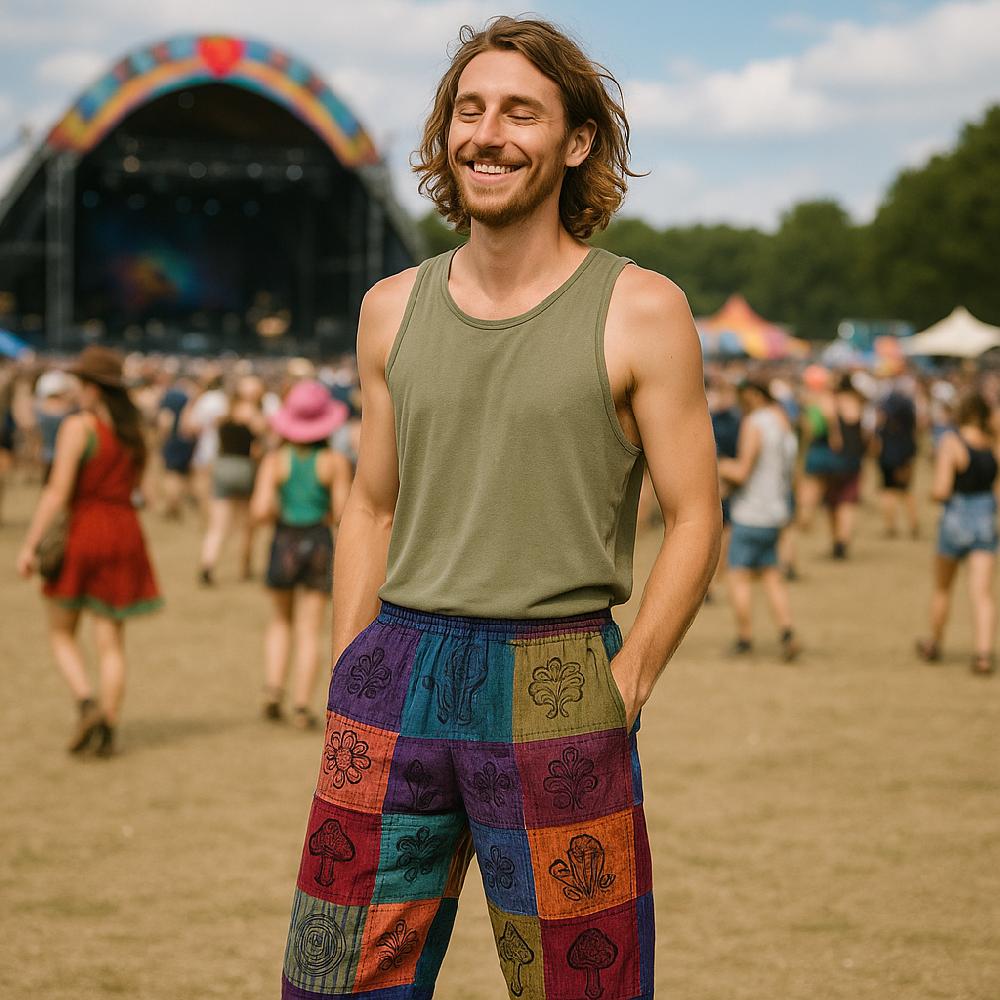 ancient wisdom Nomad Sari - Mushroom Pants - Purple Tones L/XL