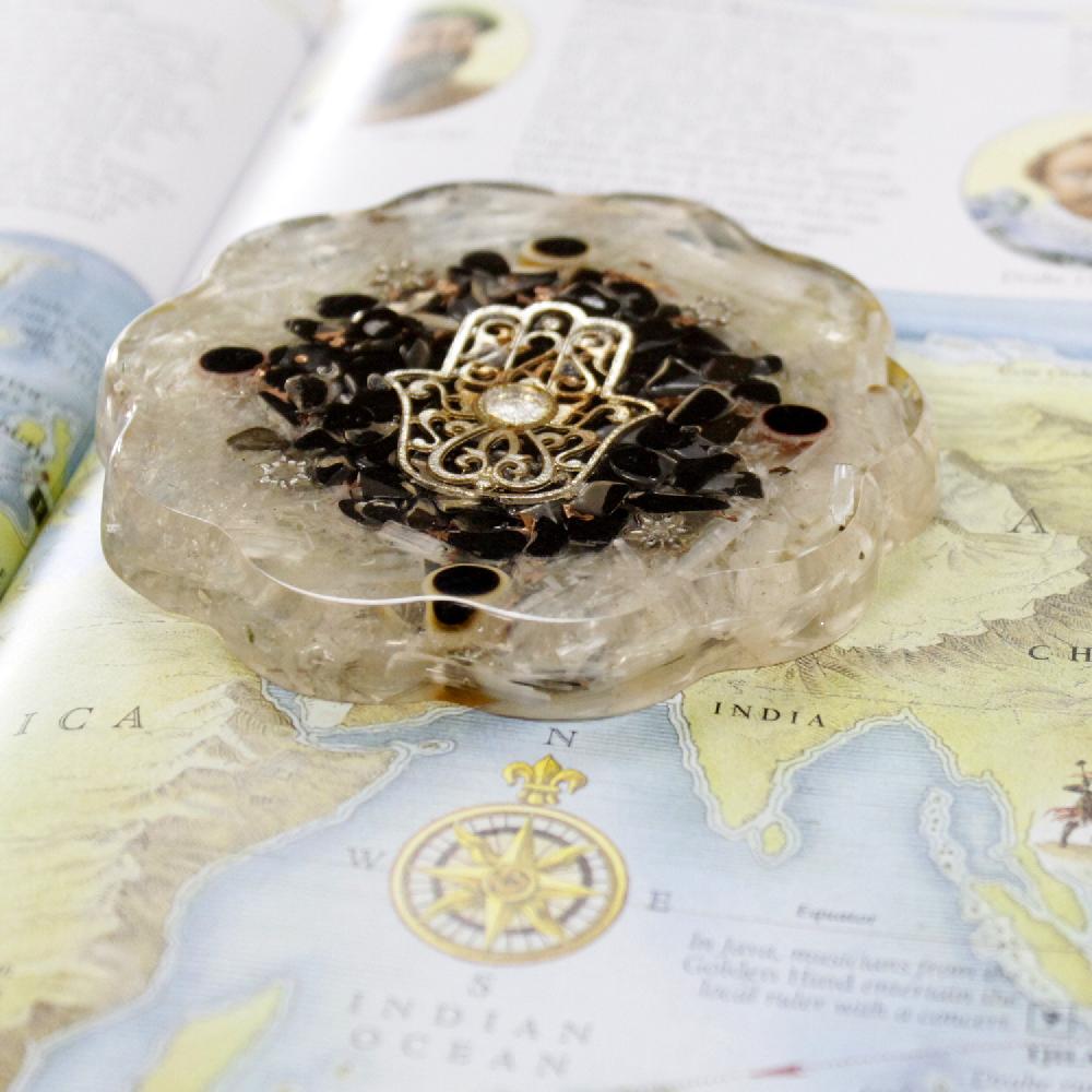 Ancient Wisdom Orgonite Desk Power Packs - Hamsa With Selenite - Med