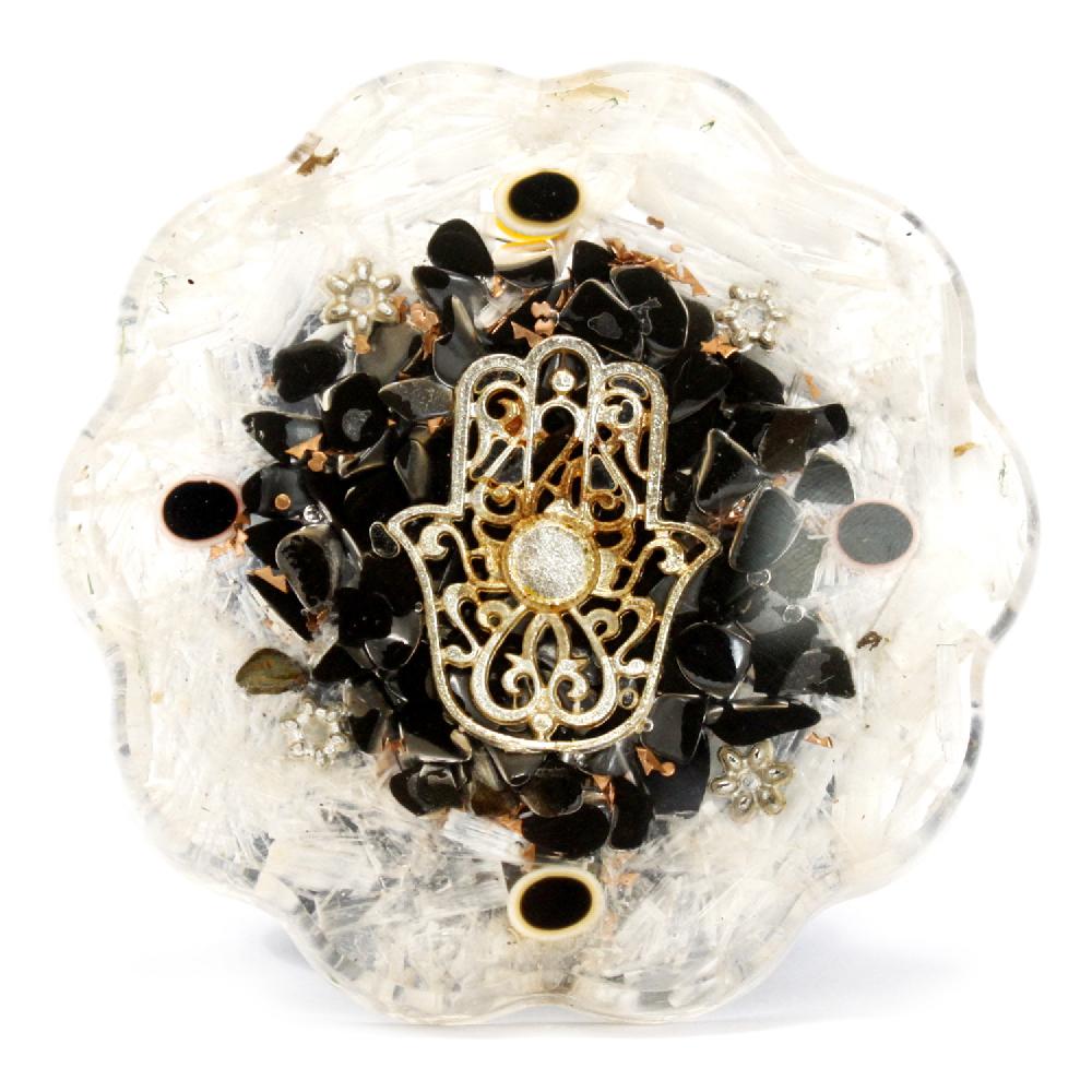 ancient wisdom Orgonite Desk Power Packs - Hamsa with Selenite - Med