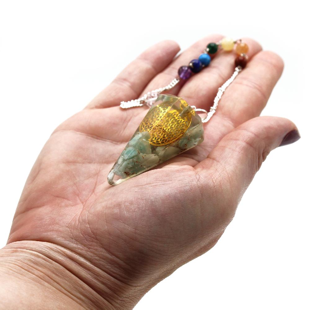 Ancient Wisdom Orgonite Power Chakra Pendulum - Flower Of Life