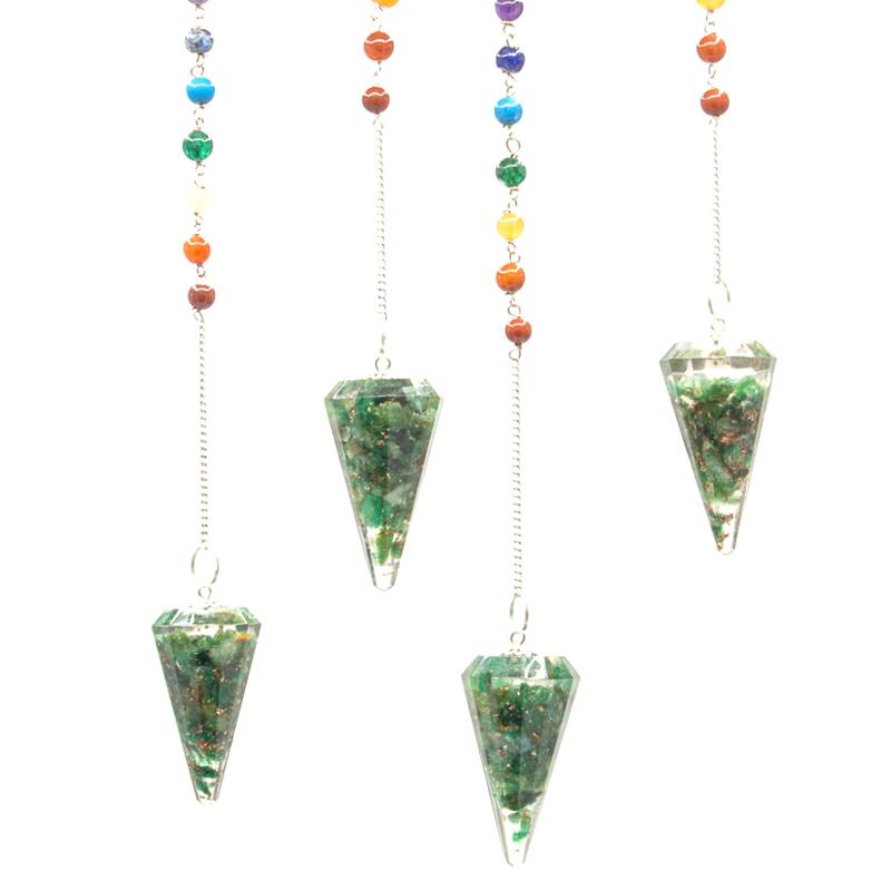 Ancient Wisdom Orgonite Power Chakra Pendulum - Green Aventurine