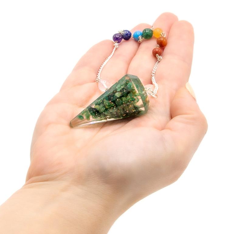 Ancient Wisdom Orgonite Power Chakra Pendulum - Green Aventurine