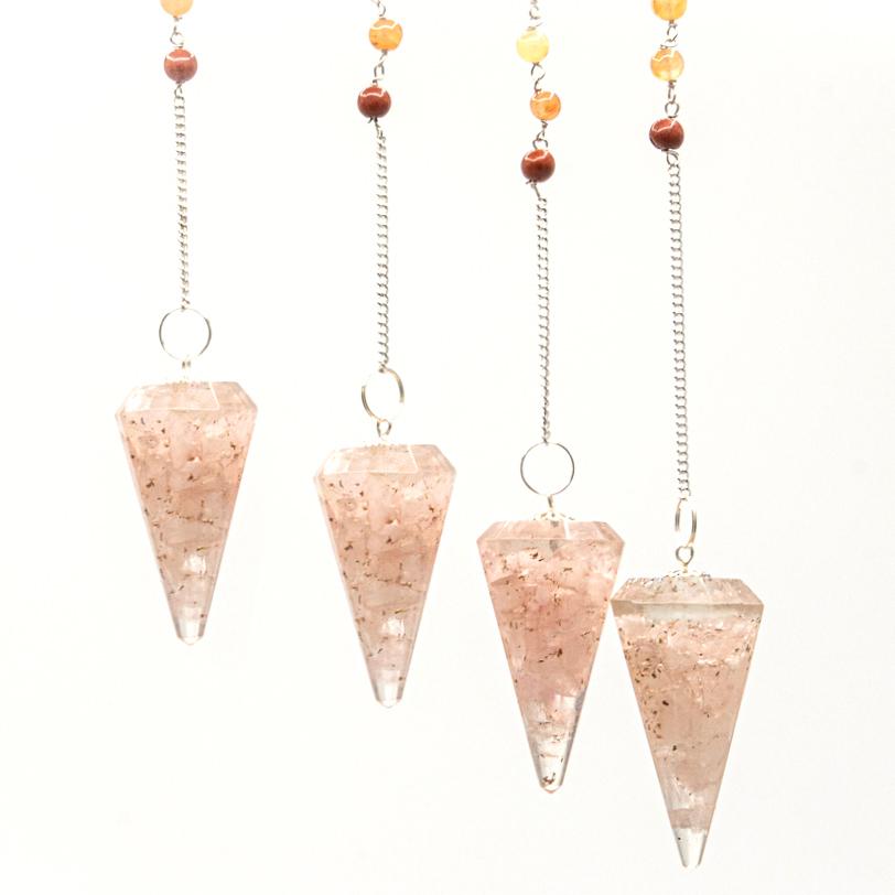 Ancient Wisdom Orgonite Power Chakra Pendulum - Rose Quartz