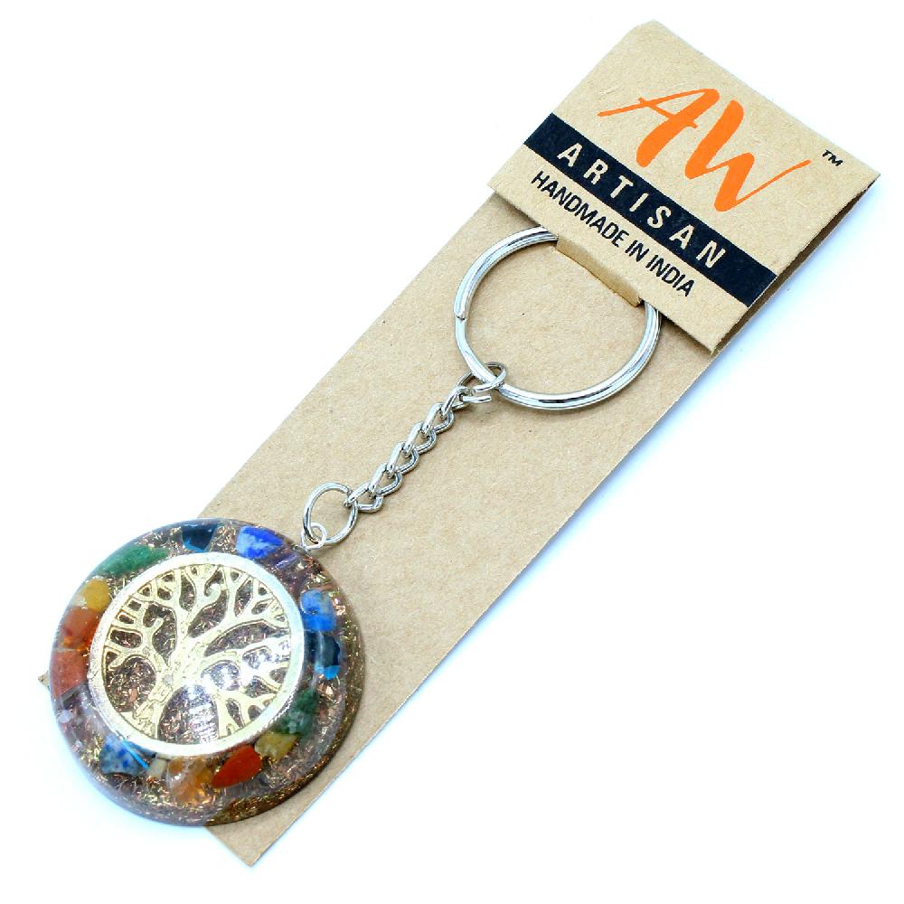 ancient wisdom Orgonite Power Keyring - Gemstones Chakra Tree of Life