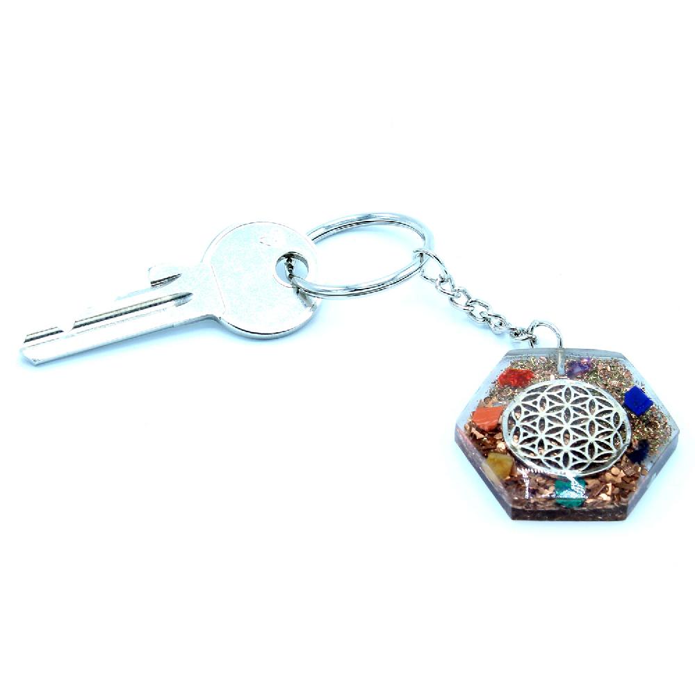 Ancient Wisdom Orgonite Power Keyring - Octagon Flower Of Life