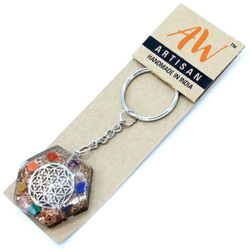 ancient wisdom Orgonite Power Keyring - Octagon Flower of Life