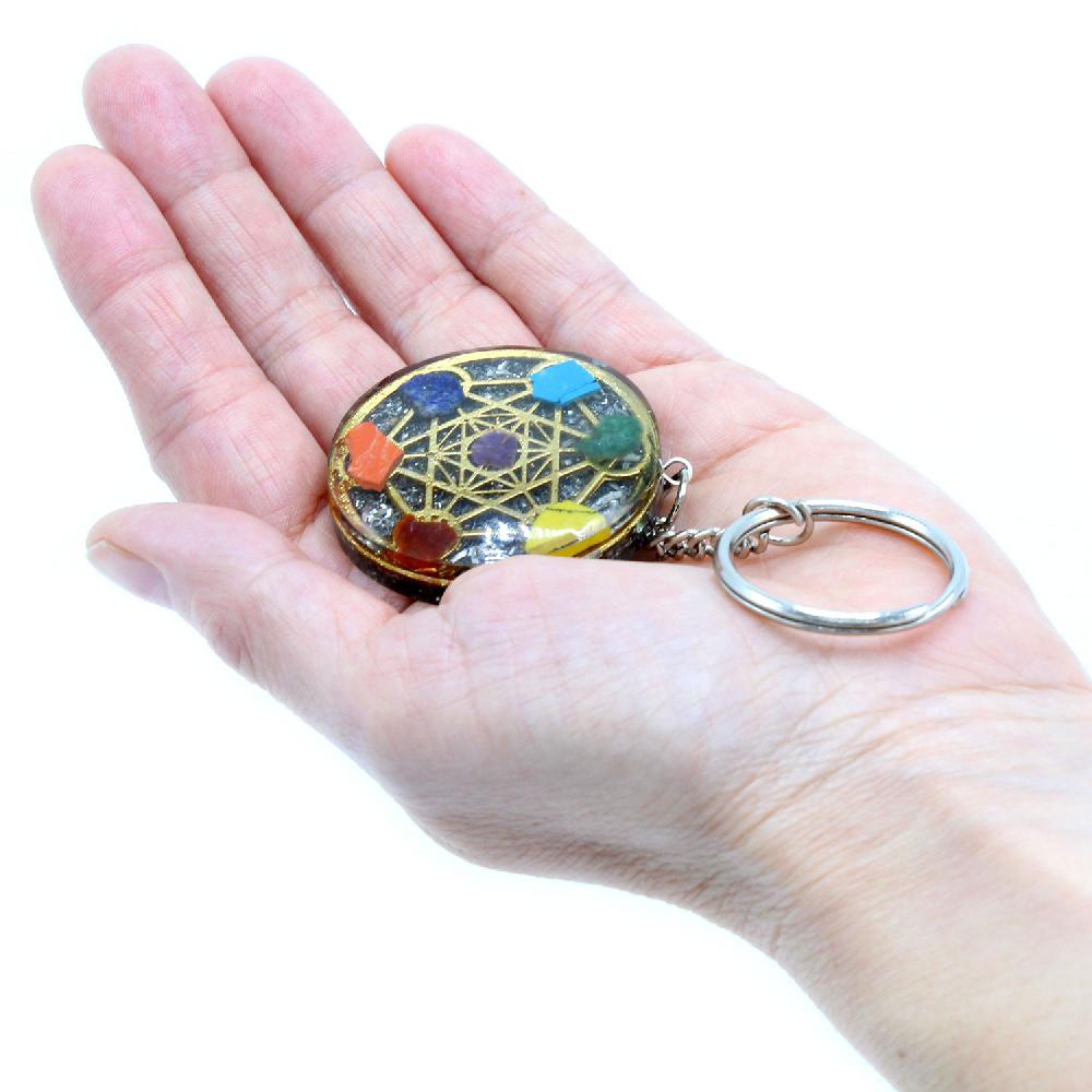 Ancient Wisdom Orgonite Power Keyring - Round Seven Chakra
