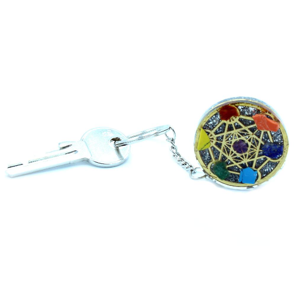 Ancient Wisdom Orgonite Power Keyring - Round Seven Chakra