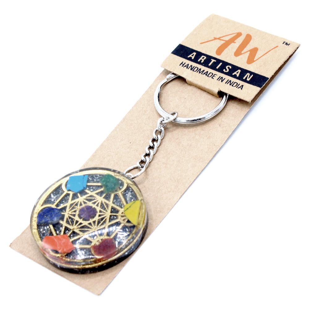 ancient wisdom Orgonite Power Keyring - Round Seven Chakra