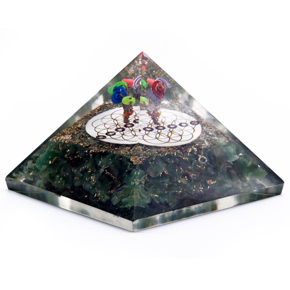 ancient wisdom Orgonite Pyramid - Green Acewnturine nd Flower of Life - 70 mm