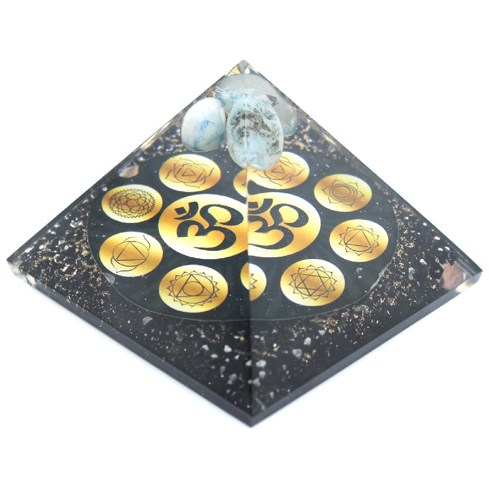 Ancient Wisdom Orgonite Pyramid - Midnight Om Chakra - 90mm