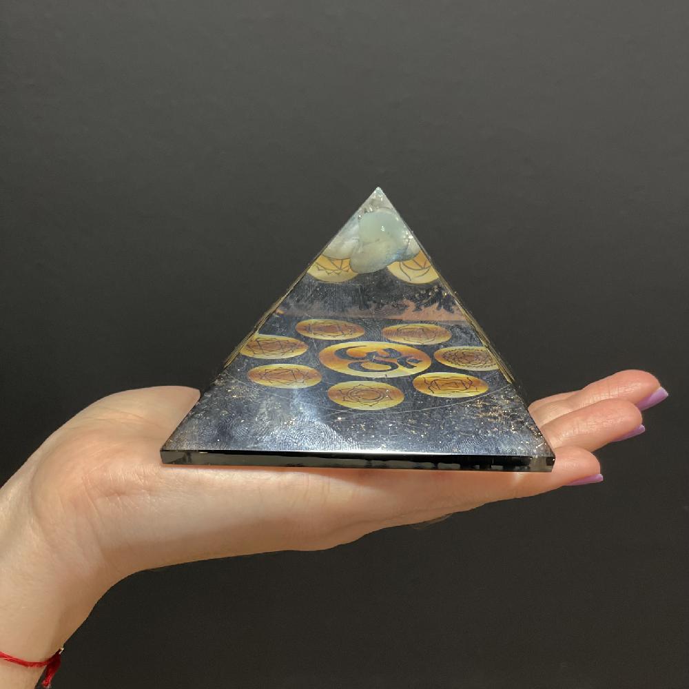 Ancient Wisdom Orgonite Pyramid - Midnight Om Chakra - 90mm