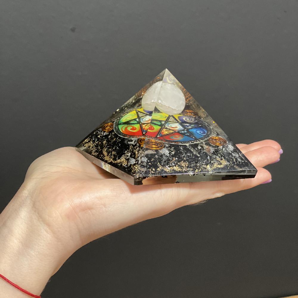 Ancient Wisdom Orgonite Pyramid - Midnight Pentagon - 70mm