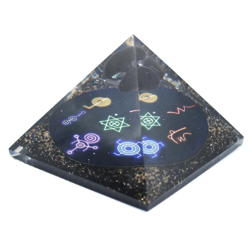 Ancient Wisdom Orgonite Pyramid - Midnight Reiki - 90mm