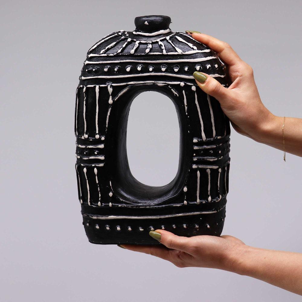 Ancient Wisdom Oval Donut Shaped Vase - Chocolate 30cm