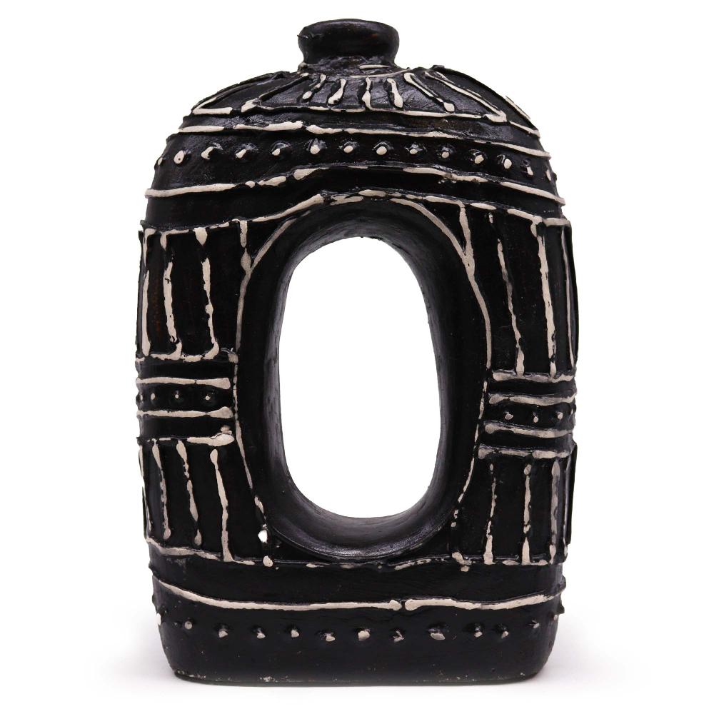 ancient wisdom Oval Donut Shaped Vase - Chocolate 30cm