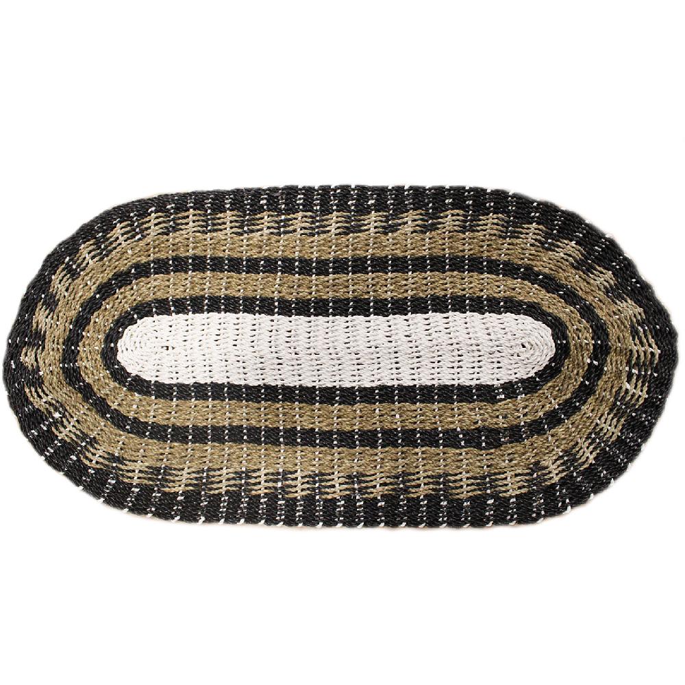 ancient wisdom Oval Seagrass Black White & Tan - Classic - 60x120cm