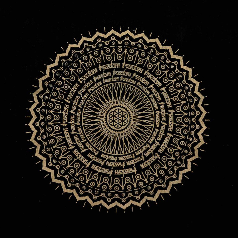 Ancient Wisdom Oversized Tote Bag Chocolate Stonewash 14oz - Freedom Mandala