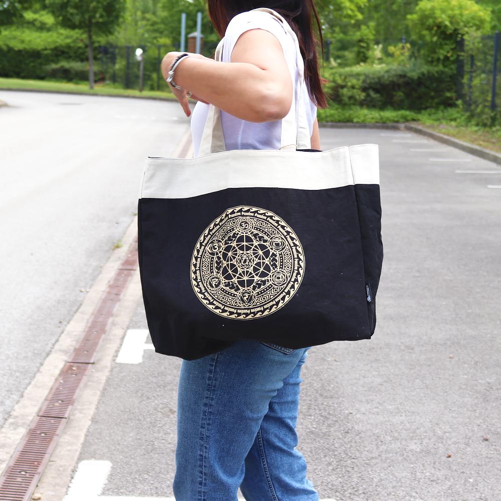 Ancient Wisdom Oversized Tote Bag Chocolate Stonewash 14oz - Freedom Chakra