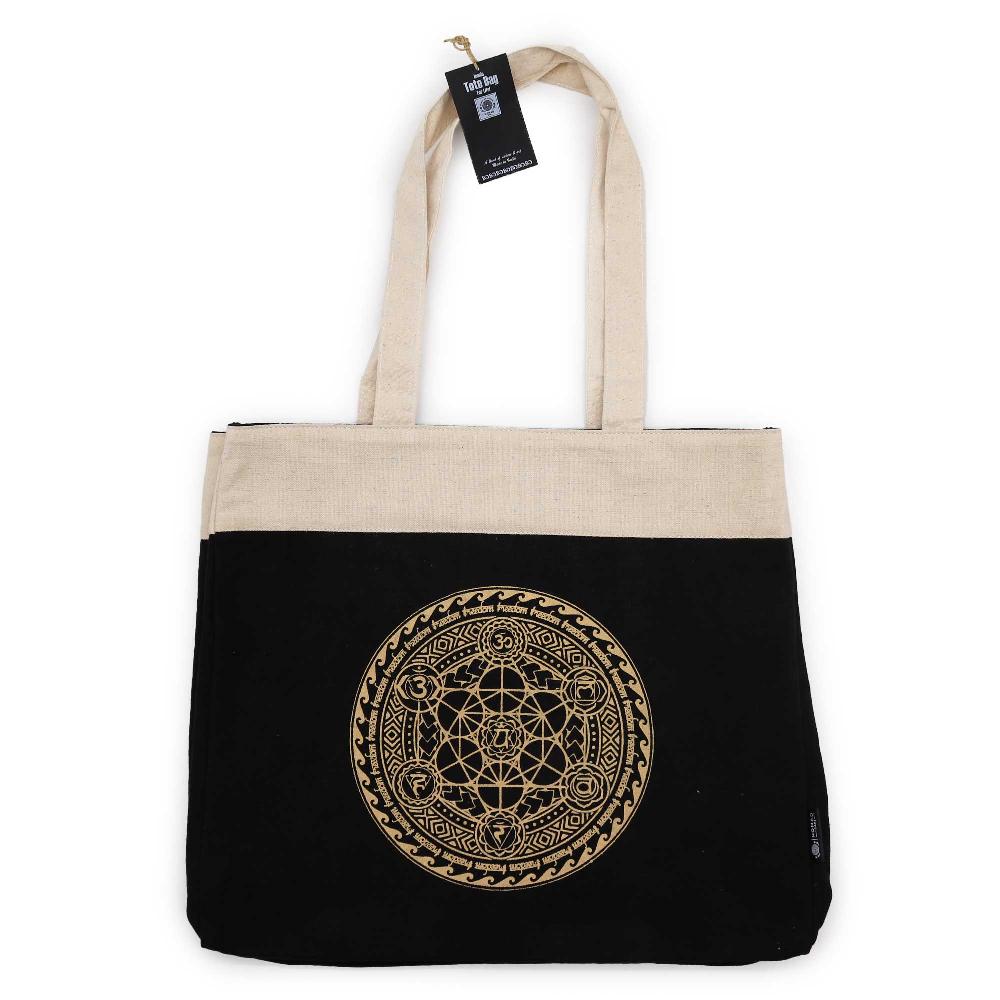 ancient wisdom Oversized Tote Bag Chocolate Stonewash 14oz - Freedom Chakra