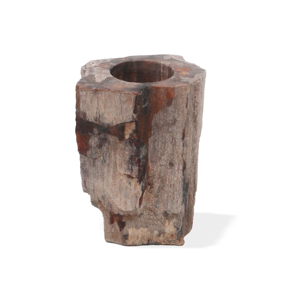 Ancient Wisdom Petrified Wood Candle Holder - Single Tall
