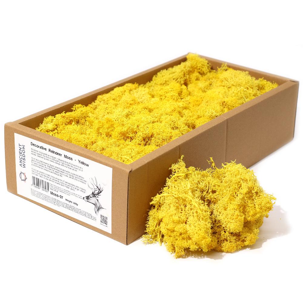 ancient wisdom Quality Decorative Reindeer Moss - Yellow - 635g Box