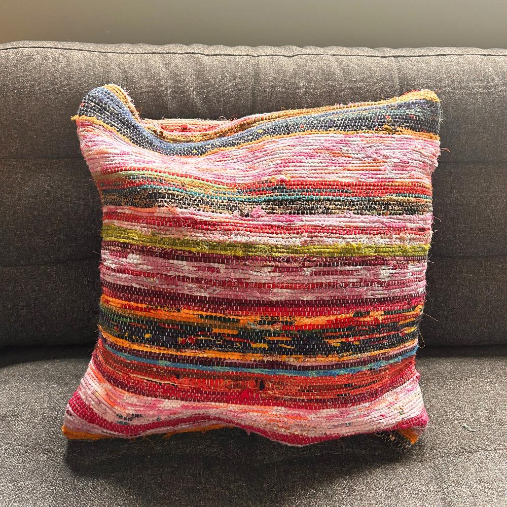 Ancient Wisdom Rag Rug Cushion Covers - 40x40cm - Aqua Blues