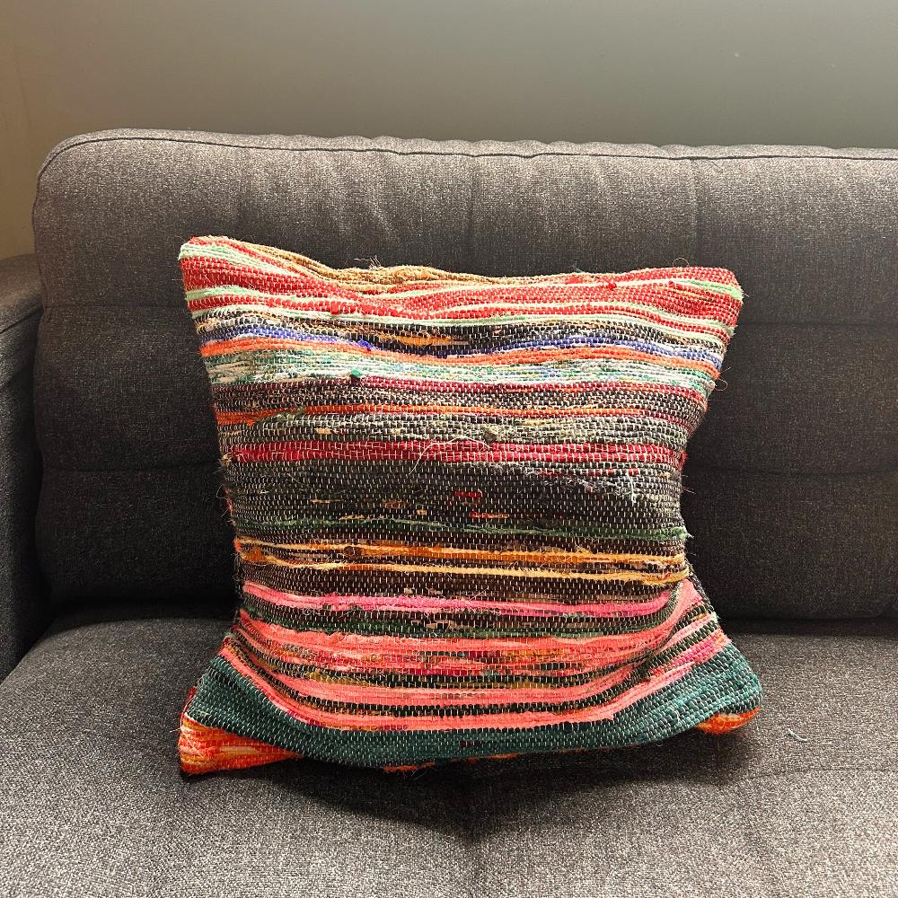 Ancient Wisdom Rag Rug Cushion Covers - 40x40cm - Multicoloured