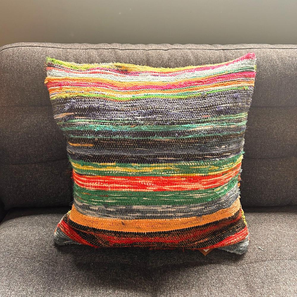 Ancient Wisdom Rag Rug Cushion Covers - 40x40cm - Natural Greens