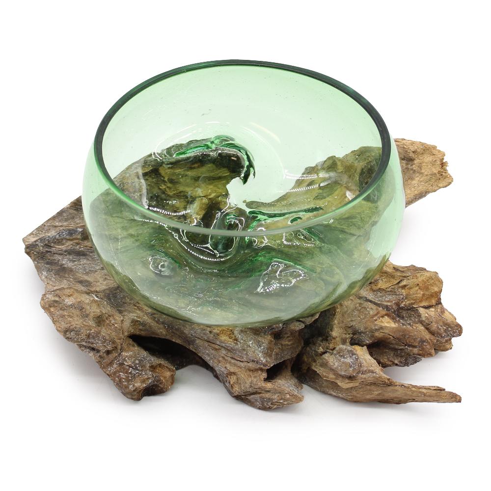 Ancient Wisdom Recycled Beer Bottles - Lrg Wide Bowl On Wood