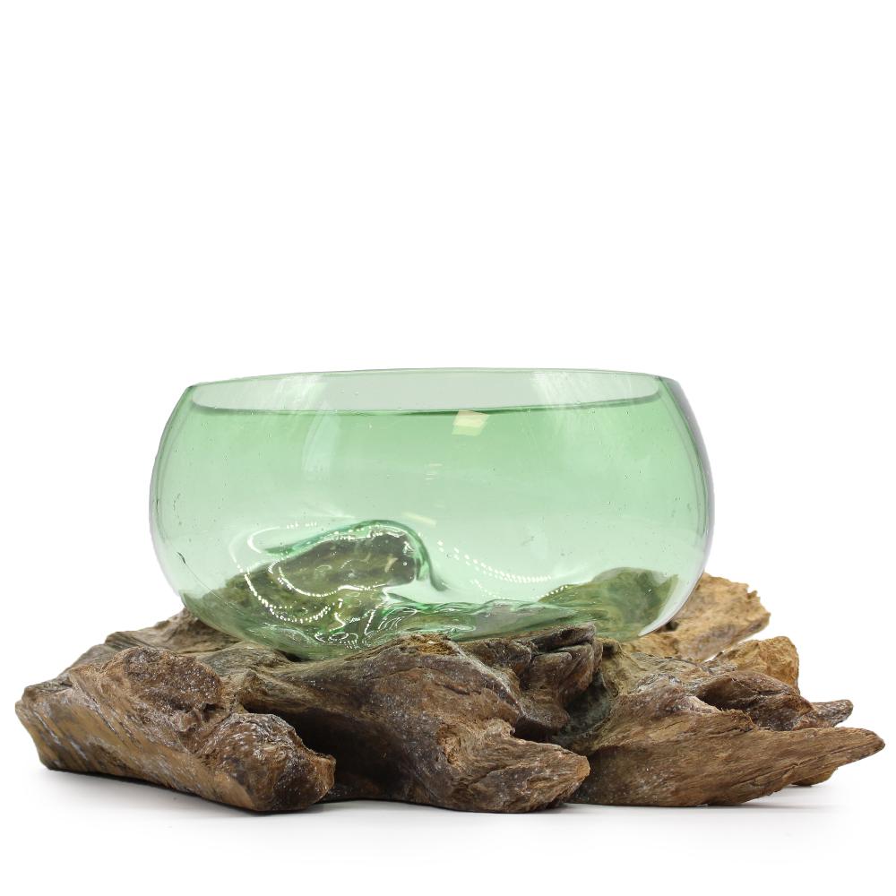 ancient wisdom Recycled Beer Bottles - Lrg Wide Bowl on Wood