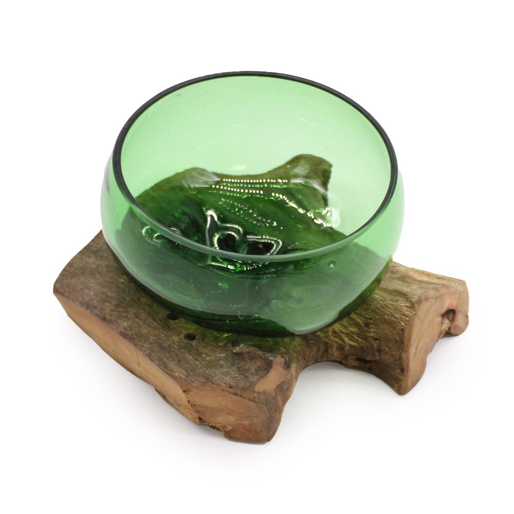 Ancient Wisdom Recycled Beer Bottles - Wide Bowl On Wood