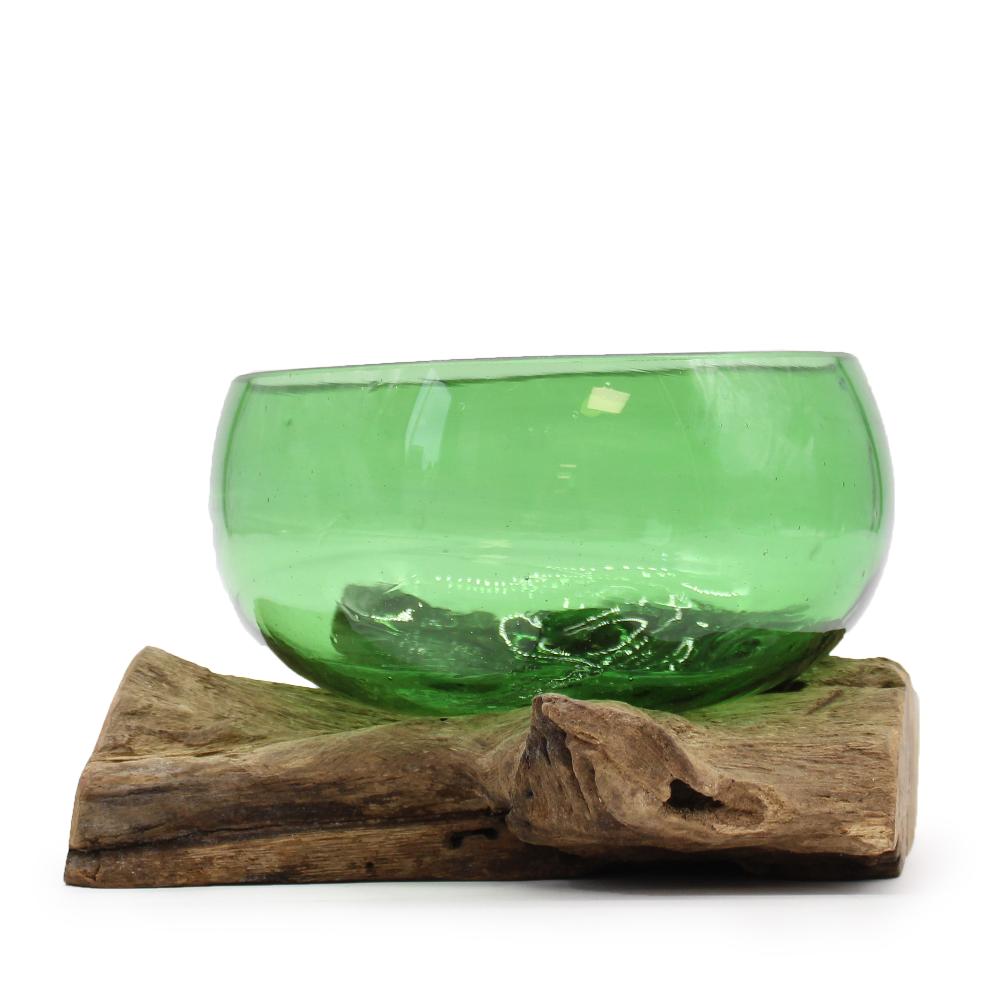 ancient wisdom Recycled Beer Bottles - Wide Bowl on Wood