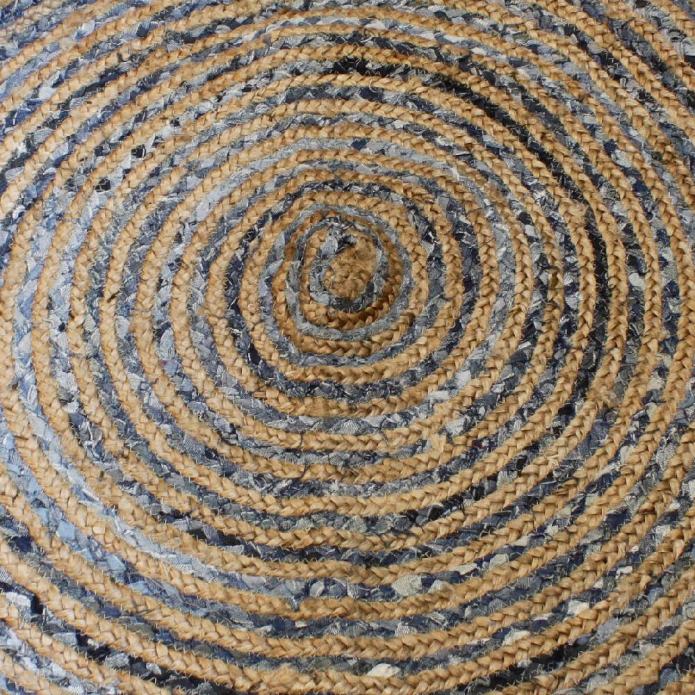 Ancient Wisdom Round Jute And Recycle Denim Rug - 120 Cm