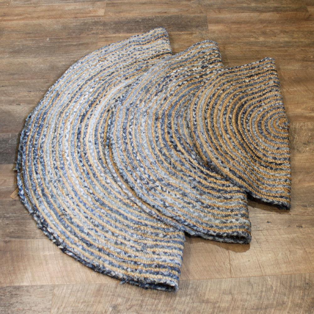 Ancient Wisdom Round Jute And Recycle Denim Rug - 120 Cm