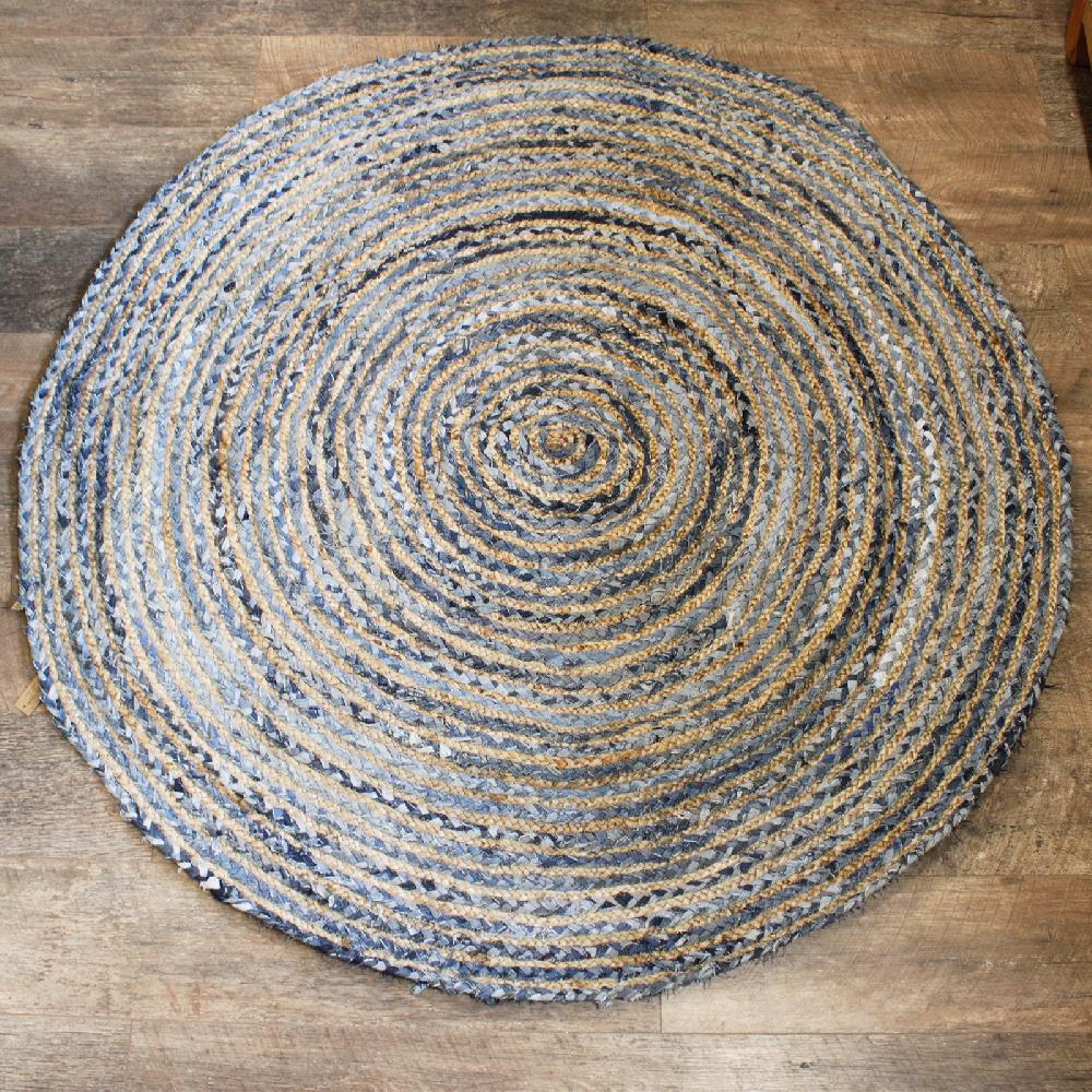ancient wisdom Round Jute and Recycle Denim Rug - 150 cm