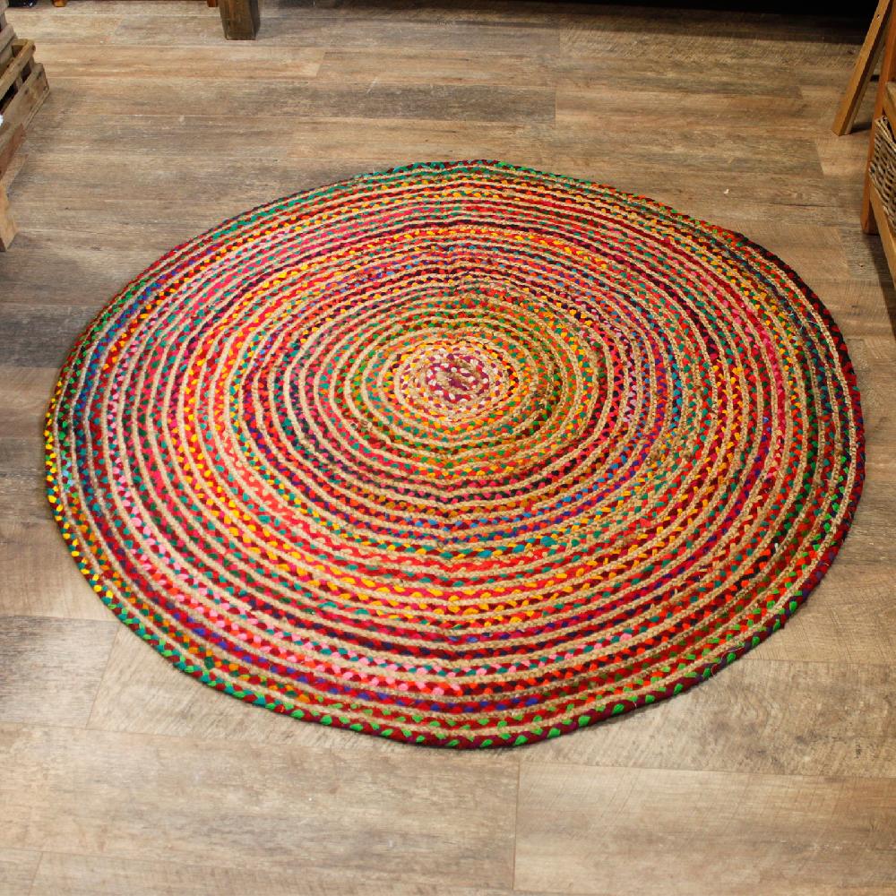 Ancient Wisdom Round Jute And Recycled Cotton Rug - 150 Cm