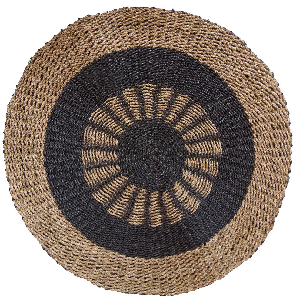 ancient wisdom Round Seagrass Black & Tan - Inner Sun - 1m