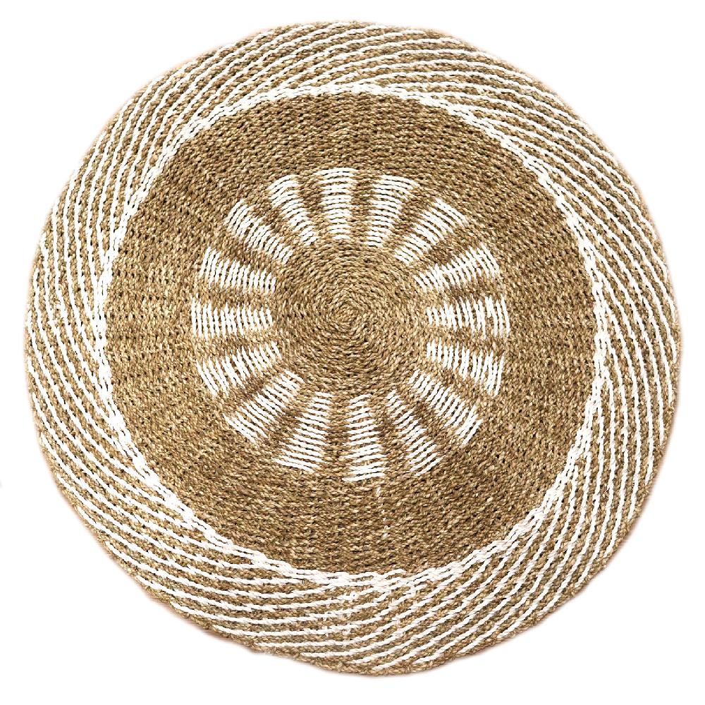 ancient wisdom Round Seagrass White & Tan - Inner Sun - 1m