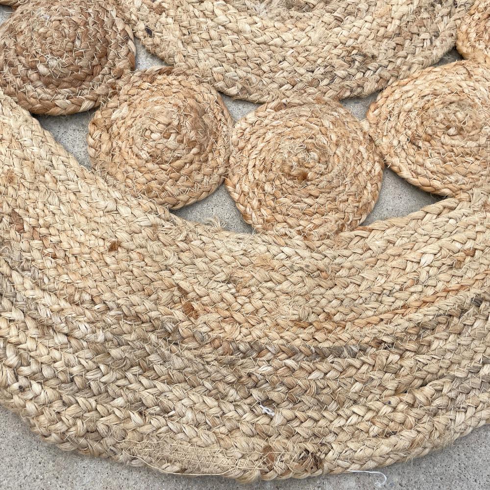 Ancient Wisdom Round Soft Jute Rug Circles Inside 90cm
