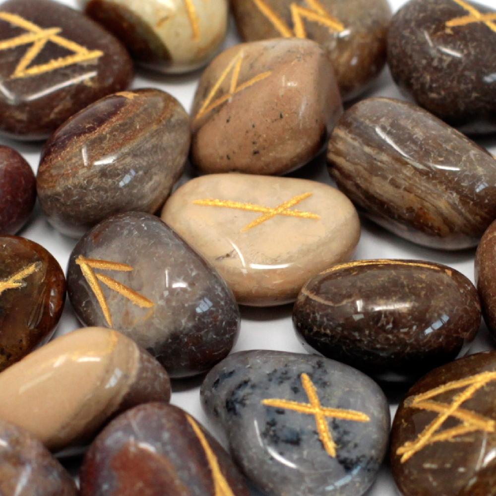 ancient wisdom Runes Stone Set in Pouch - Fancy Jasper