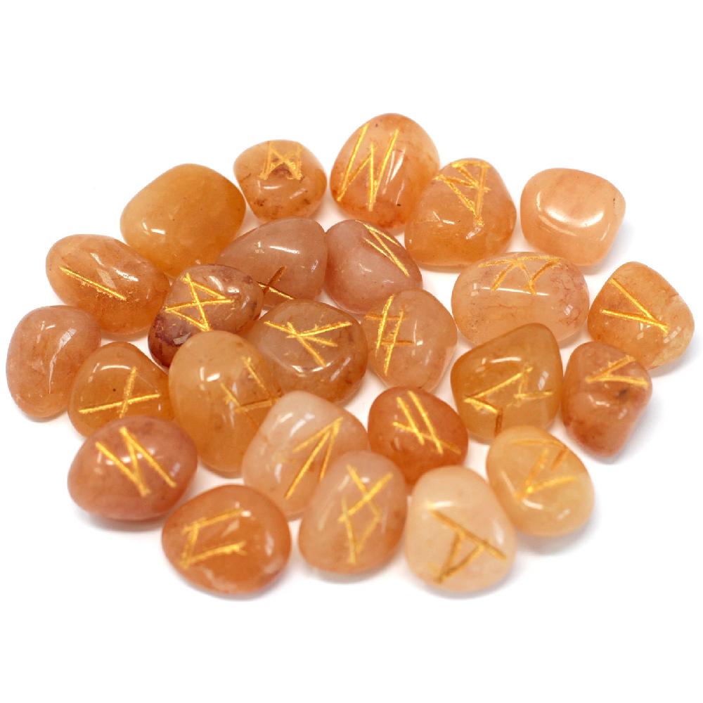 Ancient Wisdom Runes Stone Set In Pouch- Yellow Aventurine