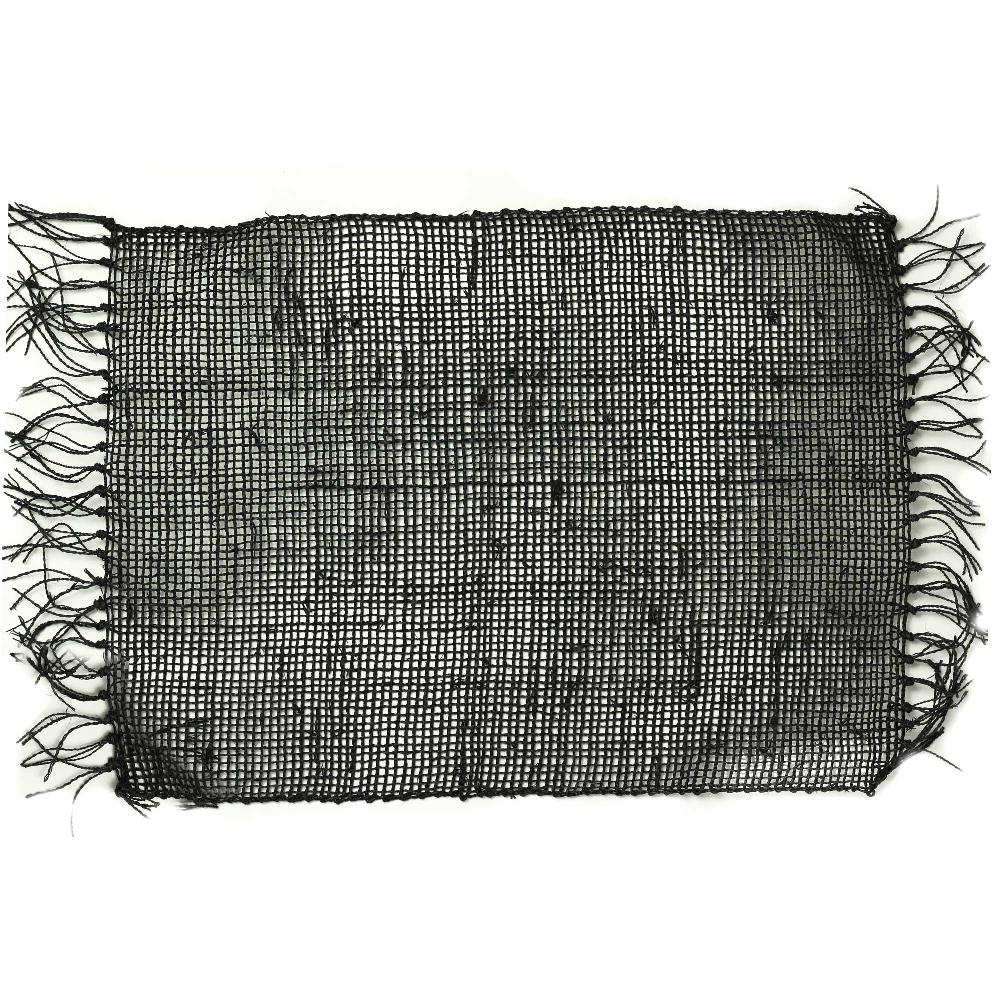Ancient Wisdom Seagrass Fringe Natural Placemat - Black