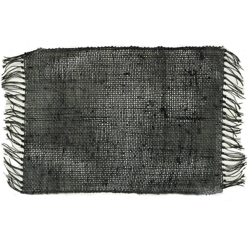 Ancient Wisdom Seagrass Fringe Natural Placemat - Charcoal