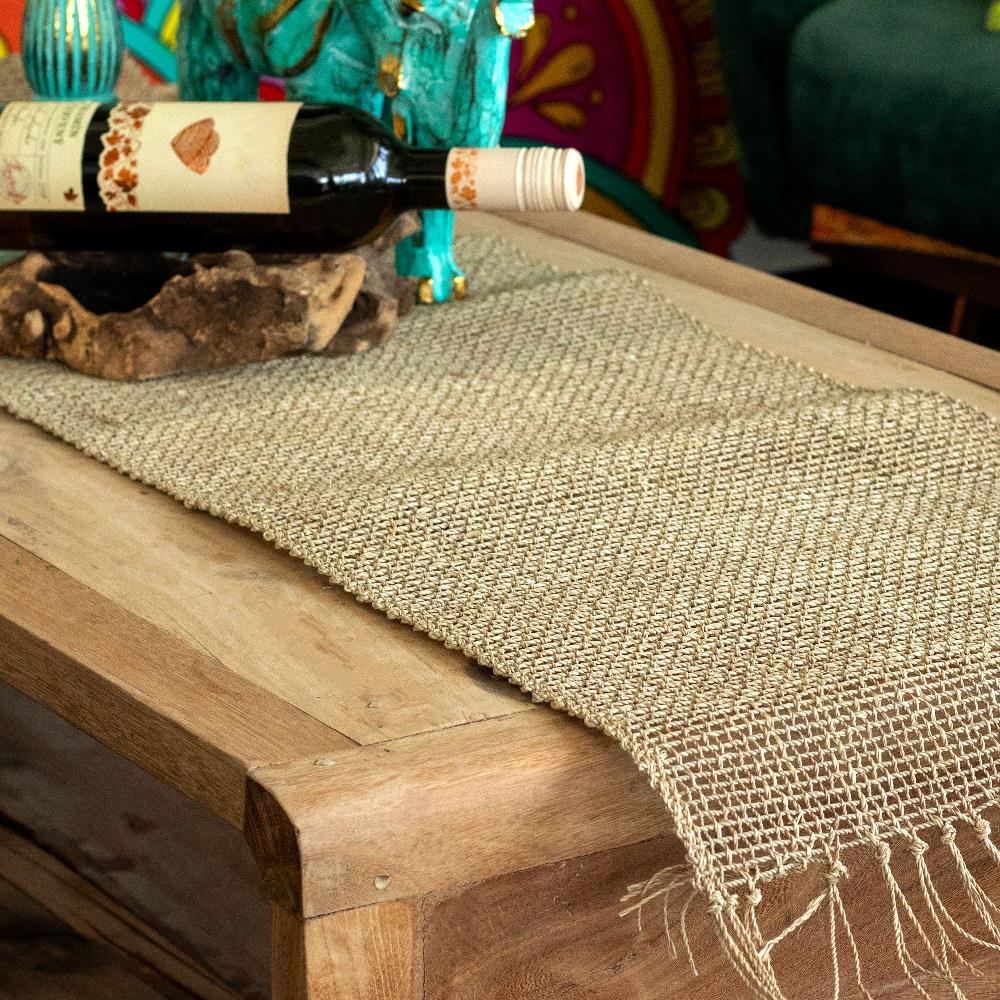 ancient wisdom Seagrass Fringe Natural Table Runner - 150cm