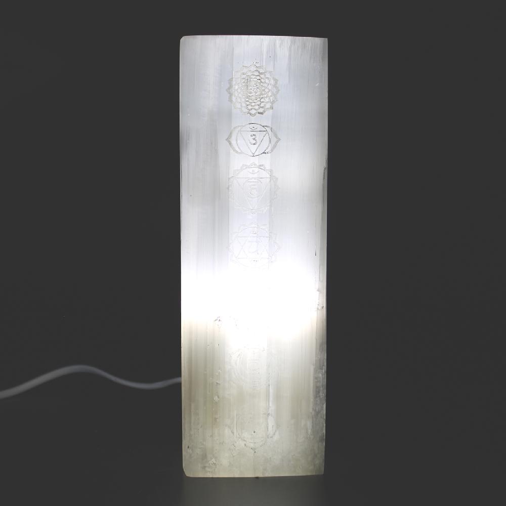 Ancient Wisdom Selenite Block Lamp 25cm - Chakra Lamp