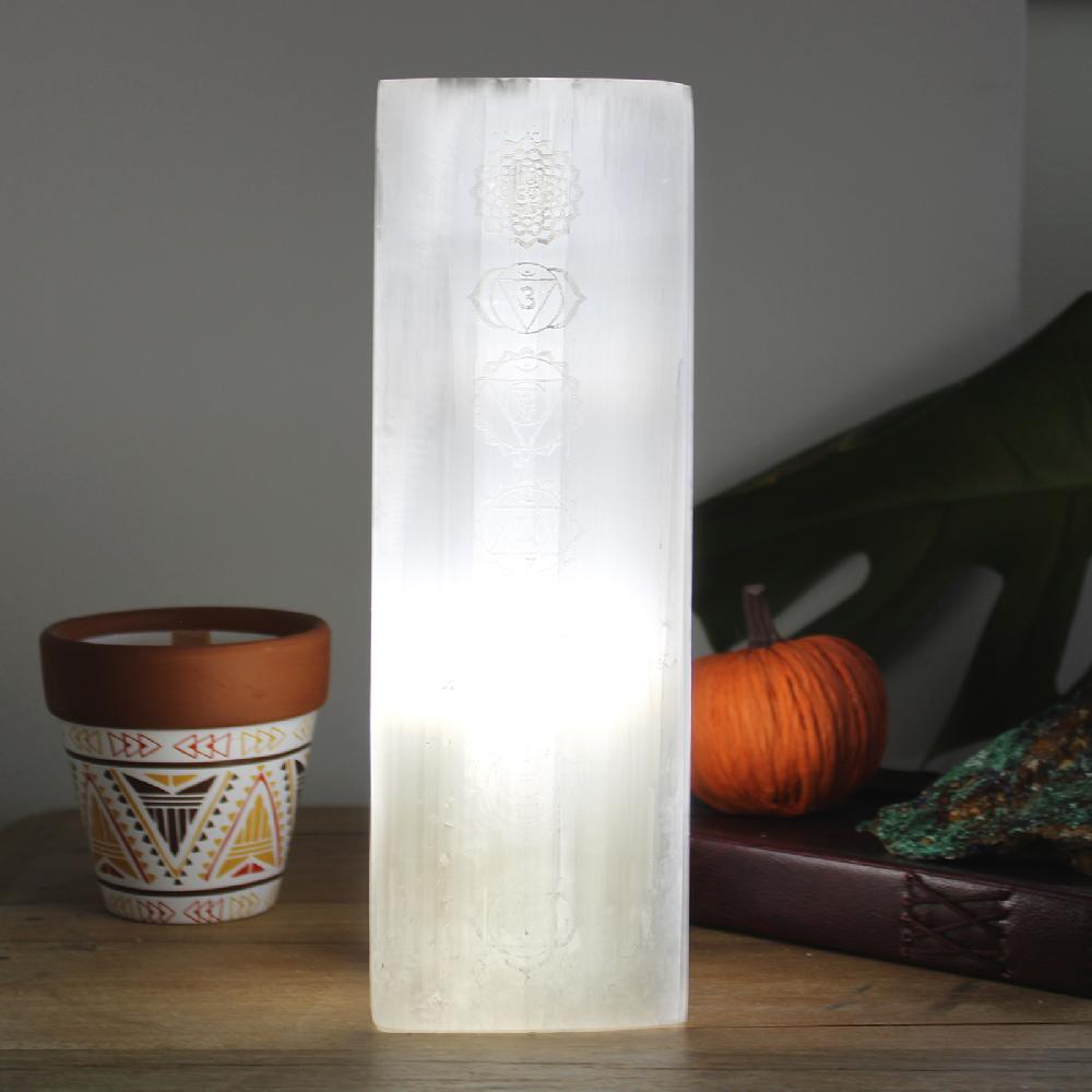 Ancient Wisdom Selenite Block Lamp 25cm - Chakra Lamp