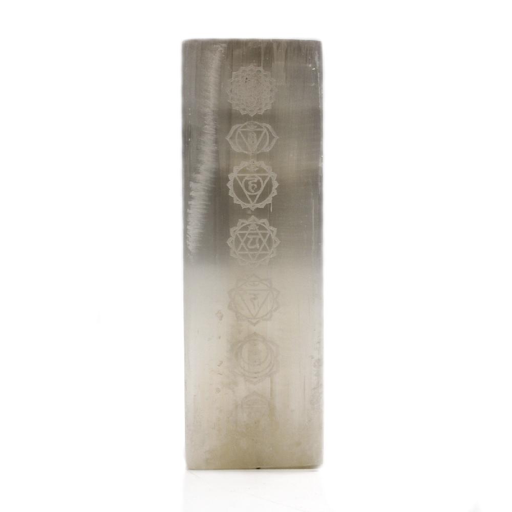 Ancient Wisdom Selenite Block Lamp 25cm - Chakra Lamp