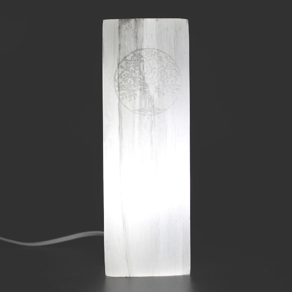 Ancient Wisdom Selenite Block Lamp 25cm - Tree Of Life